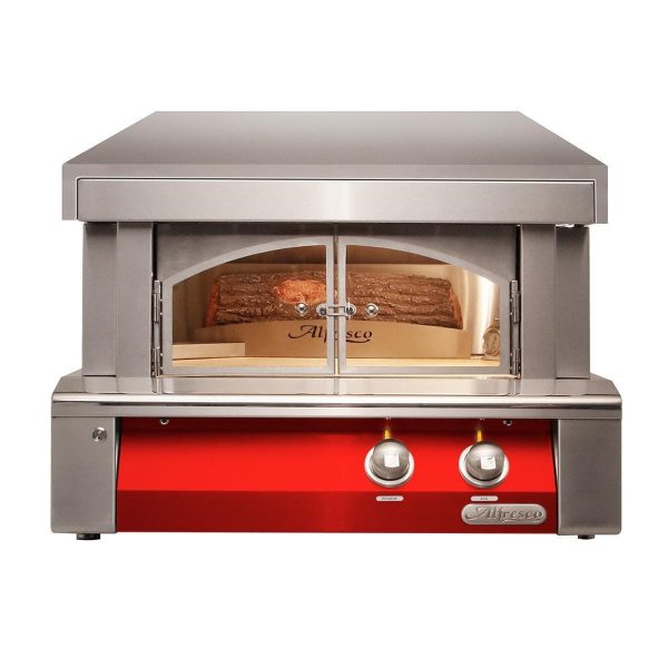 Alfresco 30-Inch Freestanding Countertop Natural Gas Outdoor Pizza Oven Plus in Carmine Red - AXE-PZA-NG-S3002