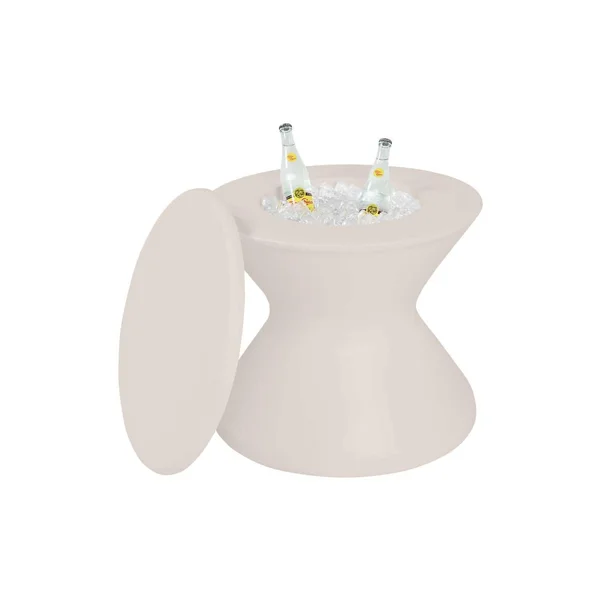 Signature 22 Inch Round Polyresin End Table w/ Ice Bucket & Lid in Cloud by Ledge Lounger