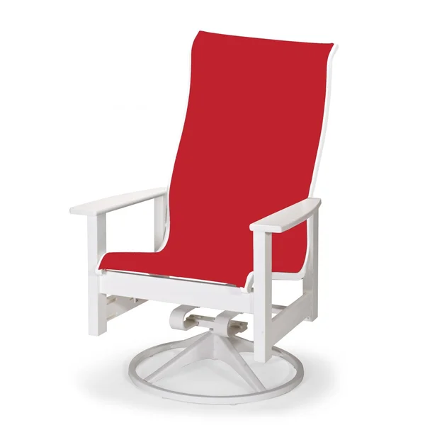 Leeward Supreme MGP Patio Swivel Rocker Dining Arm Chair By Telescope Casual - Textured Snow/Red