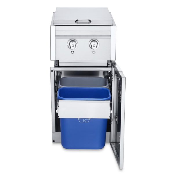 Crown Verity Infinite Series 18-Inch Stainless Steel Cabinet Module w/ Natural Gas Dual Side Burner, Light Package & Garbage Bin Holder - ICM-SBNG-GH-LT