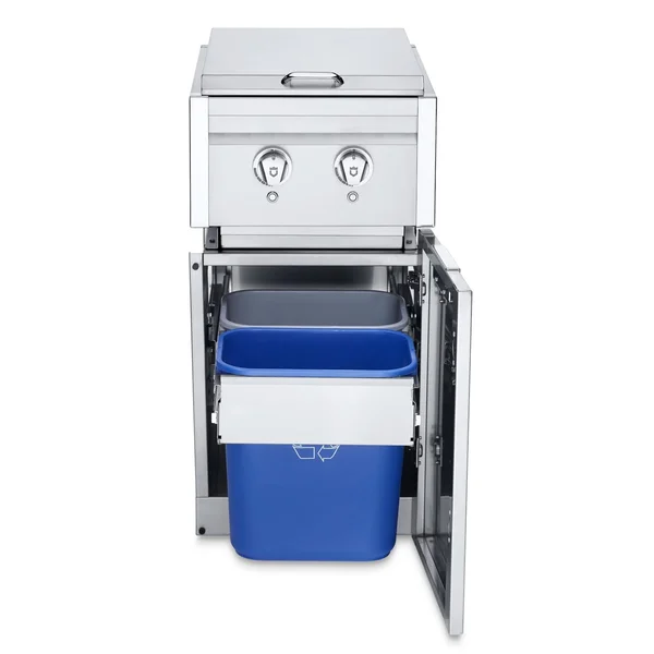 Crown Verity Infinite Series 18-Inch Stainless Steel Cabinet Module w/ Natural Gas Dual Side Burner, Light Package & Garbage Bin Holder - ICM-SBNG-GH-LT