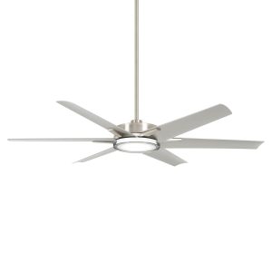 Minka-Aire Deco 65-Inch 6 Blade Outdoor LED Ceiling Fan in Brushed Nickel Wet with Remote Control - F866L-BNW
