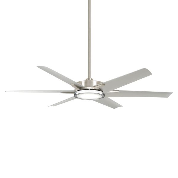 Minka-Aire Deco 65-Inch 6 Blade Outdoor LED Ceiling Fan in Brushed Nickel Wet with Remote Control - F866L-BNW
