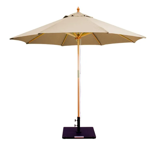 Galtech 9 Ft. Octagonal Hardwood Patio Market Umbrella W/ Pulley - Light Wood W/ Sunbrella Canvas Camel Canopy
