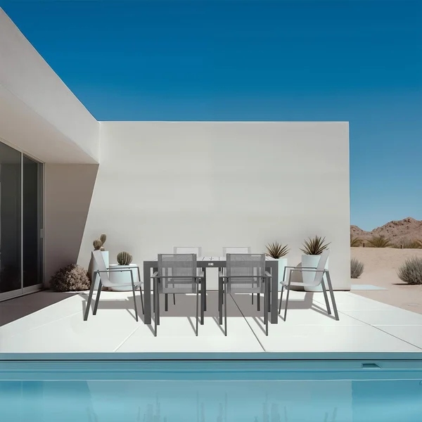 Spring Bay 7 Pc Aluminum Dining Set - Rectangular in Slate/Slate by Lakeview Outdoor Designs