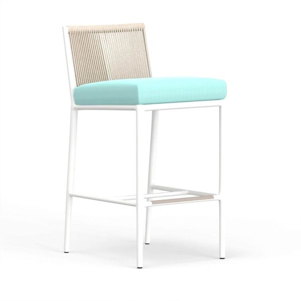 Sabbia Aluminum Bar Stool in Dupione Celeste w/ No Welt By Sunset West