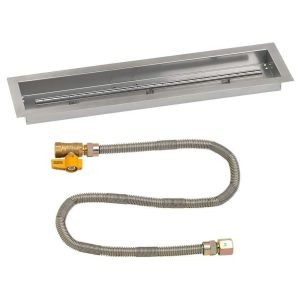 BBQGuys Signature 30 X 6 Inch Stainless Steel Linear Drop-In Fire Pit Pan with Match Light Kit - Natural Gas