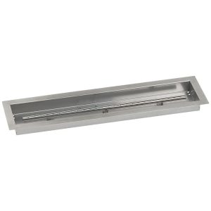 BBQGuys Signature 30 X 6-Inch Stainless Steel Linear Drop-In Fire Pit Pan W/ Built-In Natural Gas H-Burner - SS-LCB-30