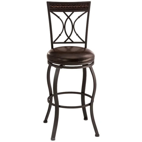 Kirkham Bar Stool - Black Silver/Brown
