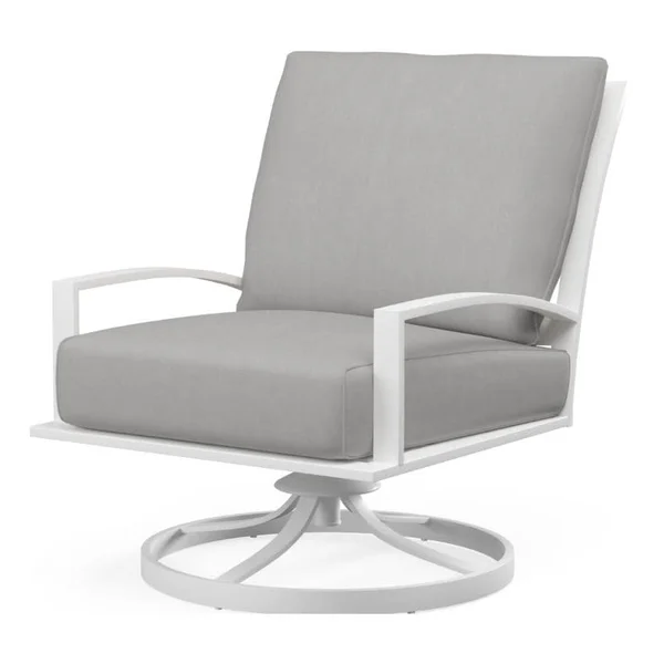 Bristol Aluminum Swivel Club Chair in Satin White/Canvas Granite by Sunset West