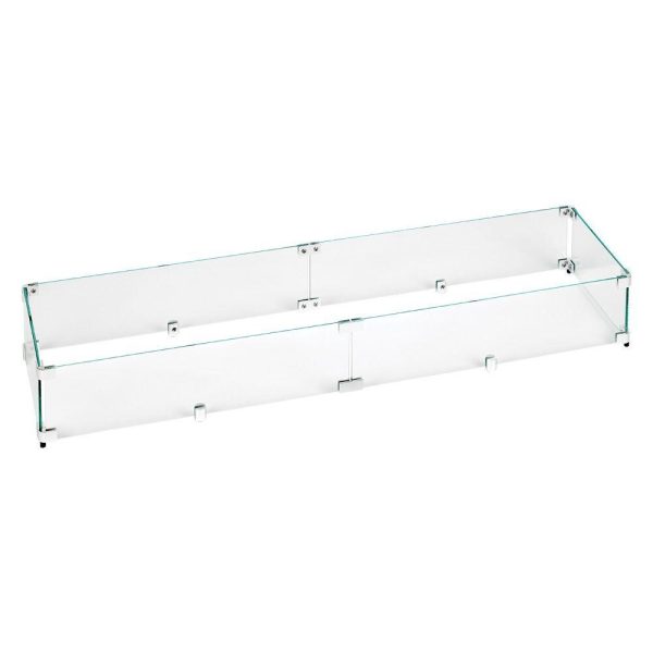 BBQGuys Signature Polished Glass Flame Guard For 36-Inch Linear Drop-In Fire Pit Pans - FG-LCB-36