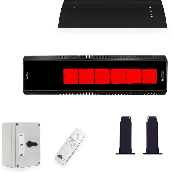 SunStar GLASS 48-Inch 50,000 BTU Natural Gas Patio Heater W/Remote, Fixed Mounting Kit, & Heat Shield - 50N10 SGL0