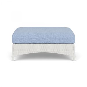 Mandalay Lloyd Loom Large Ottoman in Matte White/Demo Skyway by Lloyd Flanders