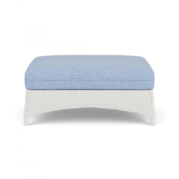 Mandalay Lloyd Loom Large Ottoman in Matte White/Demo Skyway by Lloyd Flanders