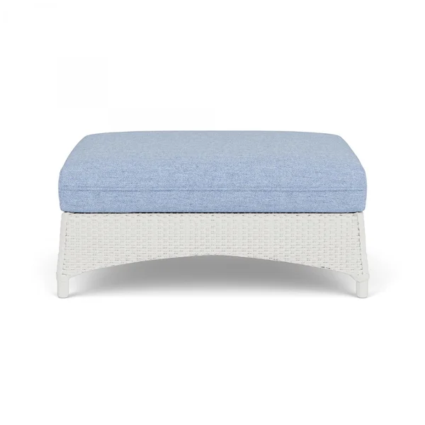 Mandalay Lloyd Loom Large Ottoman in Matte White/Demo Skyway by Lloyd Flanders