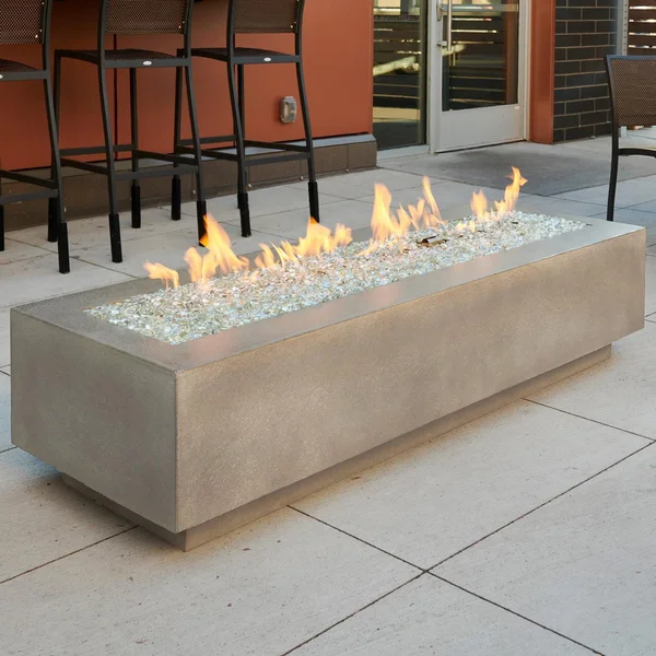 Cove 72 Inch Rectangular GFRC Propane Fire Pit Table in Natural Gray by The Outdoor GreatRoom Company