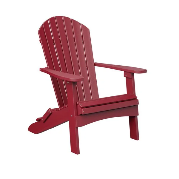 Comfo Back Recycled Plastic Folding Adirondack in Scarlet Red by Berlin Gardens