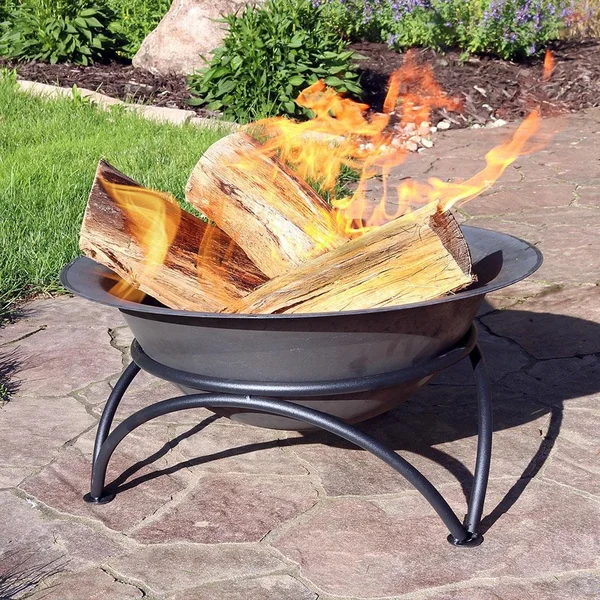 24 Inch Round Cast Iron Wood-Burning Fire Bowl in Dark Gray by Ultimate Patio