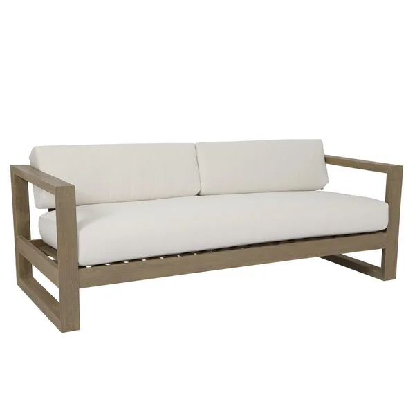 Coastal Teak Sofa in Canvas Canvas by Sunset West