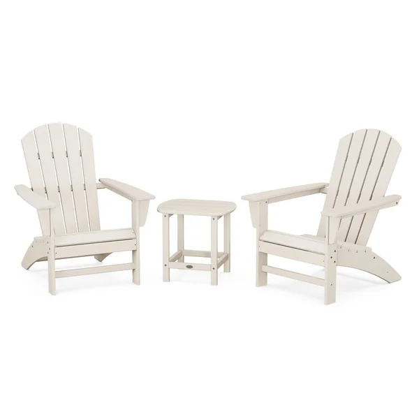 Nautical 3 Pc Recycled Plastic Seating Set w/ South Beach End Table in Sand by POLYWOOD