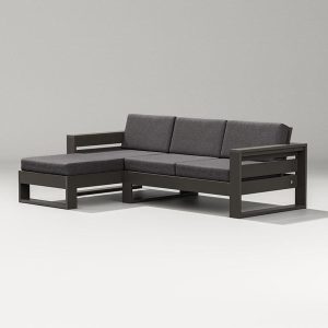 Latitude 3 Person Sectional Sofa w/ Left Chaise in Vintage Coffee/Ash Charcoal By PW Designer Series