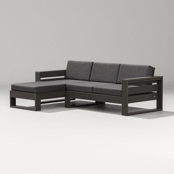 Latitude 3 Person Sectional Sofa w/ Left Chaise in Vintage Coffee/Ash Charcoal By PW Designer Series