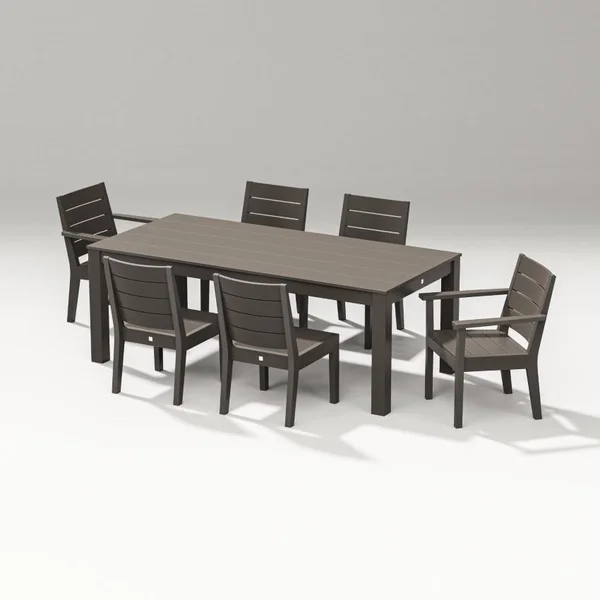 Latitude 7 Pc Parsons Table Dining Set in Vintage Coffee By PW Designer Series