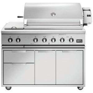 DCS Series 7 48-Inch Natural Gas Grill With Double Side Burner & Rotisserie On DCS CAD Cart - BH1-48RS-N