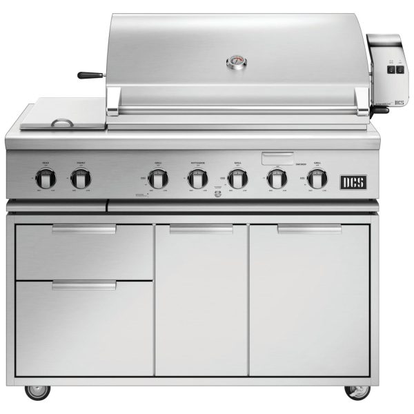 DCS Series 7 48-Inch Natural Gas Grill With Double Side Burner & Rotisserie On DCS CAD Cart - BH1-48RS-N