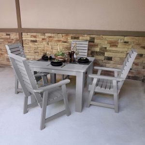 Elm Pointe 5 Pc Recycled Plastic Square Dining Set in Harbor Gray by Lakeview Outdoor Designs