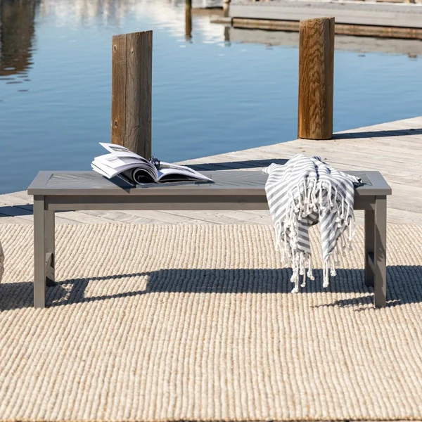 Wishlake 53 Inch Acacia Bench in Gray Wash by Ultimate Patio