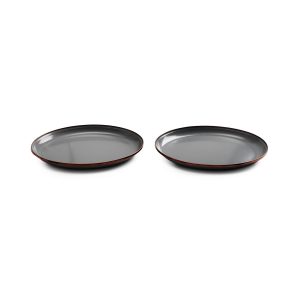 Barebones Living Enamel Deep Plate Set - Set of 2 - Slate Gray - CKW-358