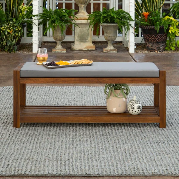 Wishlake 48 Inch Acacia Bench in Dark Brown/Gray by Ultimate Patio