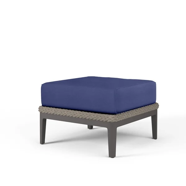 Marbella 26 X 25 Rectangular Rope & Aluminum Patio Ottoman in Echo Midnight w/ No Welt By Sunset West