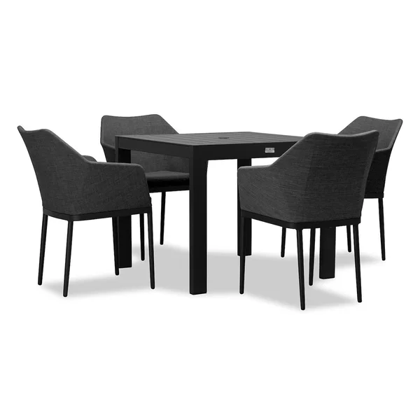 Starlook Bay 5 Pc Aluminum Dining Set - Square in Black by Lakeview Outdoor Designs