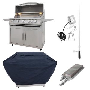 Blaze LTE+ 40-in 5-Burner Natural Gas Grill w/ Lift-Assist Hood, Rear Infrared Burner, Infrared Searing Burner, Rotisserie & Cover