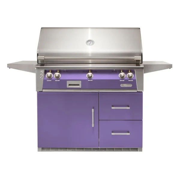 Alfresco ALXE 42-Inch Freestanding Natural Gas Grill On Refrigerated Cart With Rotisserie in Blue Lilac - ALXE-42RFG-NG-S4005