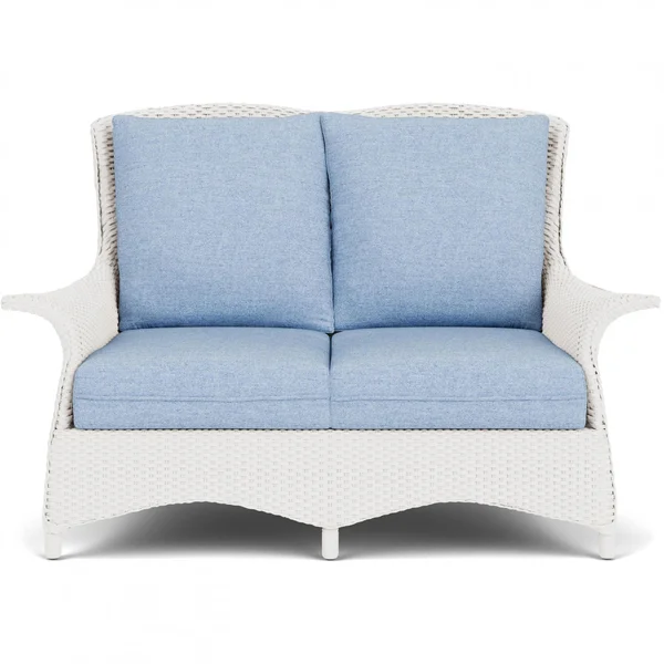 Mandalay Lloyd Loom Loveseat in White/Demo Skyway by Lloyd Flanders