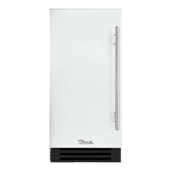 True ADA Height 15 Inch 75 Lb. Left Hinge Outdoor Ice Maker - Matte White w/ Stainless Steel Handle - TUIADA-15-LS-A~030-H04