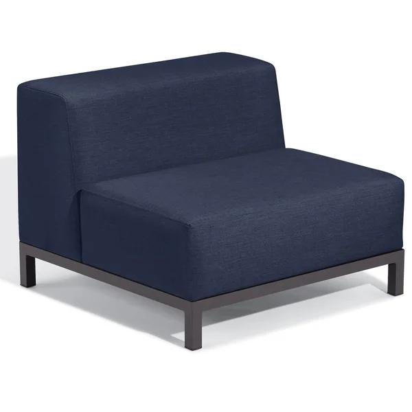 Koral Aluminum Sectional Armless Club Chair in Carbon/Spectrum Indigo by Oxford Garden