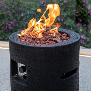 Modeno Lava Tube 18 Inch Round GFRC Propane Fire Pit in Black by Elementi