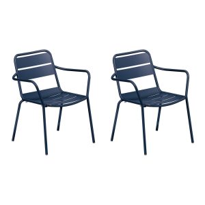 Kapri 2 Pc Aluminum Dining Arm Chair in Prussian By Oxford Garden