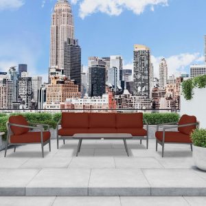 Midnight Cove 4 Pc Aluminum Seating Set w/ Sofa in Slate/Canvas Henna by Lakeview Outdoor Designs