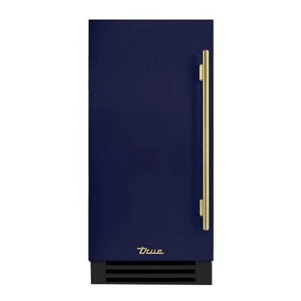 True ADA Height 15 Inch 75 Lb. Left Hinge Outdoor Ice Maker - Cobalt w/ Brass Handle - TUIADA-15-LS-A~078-H01