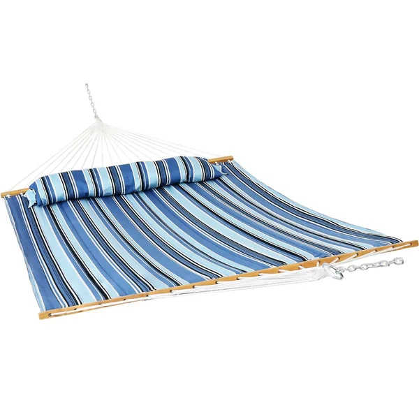 Ultimate Patio Quilted Double Hammock & Pillow - Misty Beach