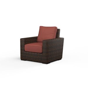 Montecito Wicker Patio Club Chair in Canvas Henna w/ Self Welt By Sunset West