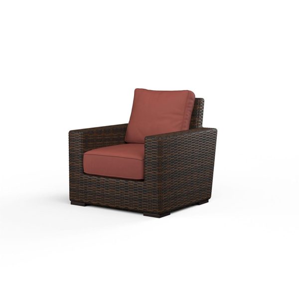 Montecito Wicker Patio Club Chair in Canvas Henna w/ Self Welt By Sunset West