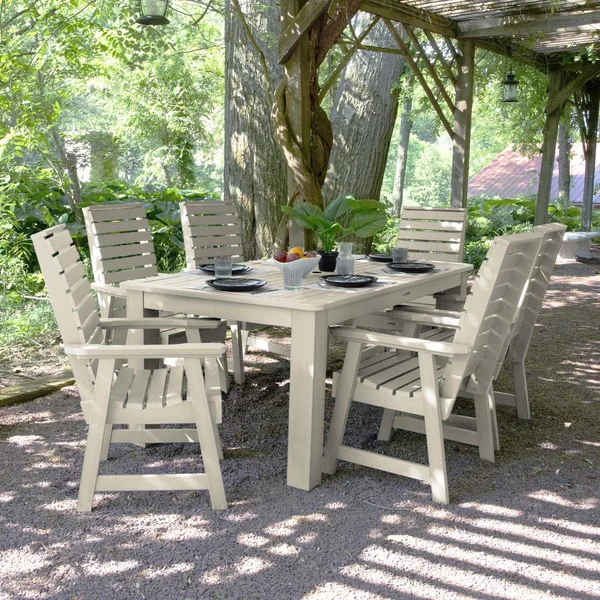 Elm Pointe 7 Pc Recycled Plastic Rectangular Dining Set in Whitewash by Lakeview Outdoor Designs