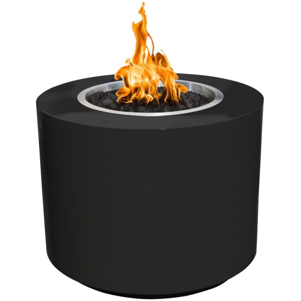 Beverly 36 Inch Round Powder Coated Steel Propane Fire Pit w/ Glow Plug in Black by The Outdoor Plus