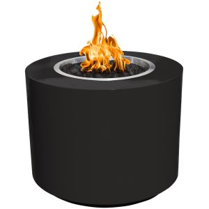Beverly 42 Inch Round Powder Coated Steel Natural Gas Fire Pit in Black by The Outdoor Plus